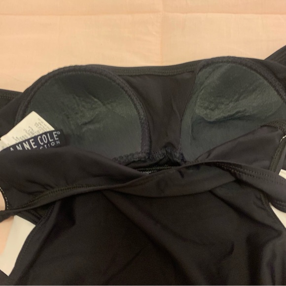 Anne Cole Collection black white one piece suit with flattering mesh at waist 10 - Picture 13 of 14